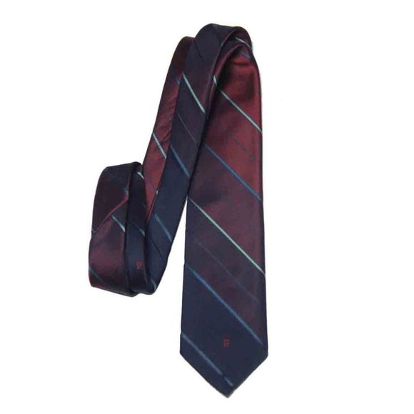 Vintage Pierre Cardin Tie Red Green Blue Gray Striped Men's - Picture 1 of 2